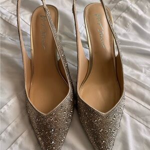 Betsey Johnson Glittering Silver Slingback Heels